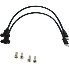 Maxmoral 2pcs USB Type C 3.1Panel Mount Adapter Cable USB-C 3.1 Gen2 10Gbps Male to USB C Female Panel Mount Screw Cable, Supports Charging, Data, Audio, Video