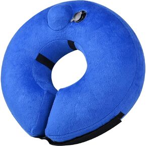 Inflatable Dog Cone Collar for Dogs After Surgery, Self-Inflating Soft Adjustable Blow up Donut Dog E-Collar for Medium Large Dog and Cats (Blue, Large)