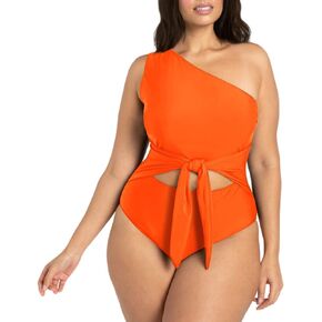 Sovoyontee Women Plus Size One Piece Swimsuit One Shoulder Bathing Suits Cutout Tummy Control Swimwear