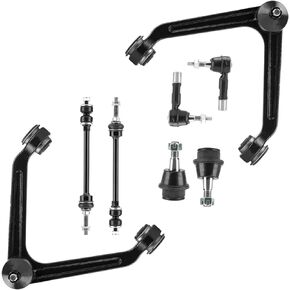 8pc Front Upper Control Arms Suspension Kit Fit for Dodge Ram 1500 2002 2003 2004 2005 (4WD ONLY - 5-Lug) with Lower Ball Joints Sway Bar Links Outer Tie Rod End Link Replacement