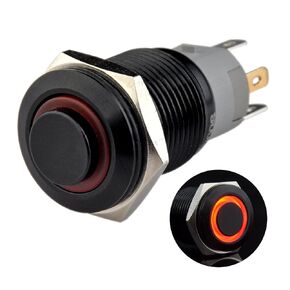 Latching Push Button Switch U16F2 1NO1NC SPDT ON/OFF Black Shell with Green LED Ring Suitable for 16mm 5/8" Mounting Hole (Green)