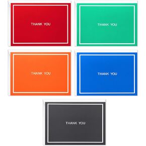 Hallmark Thank You Cards Assortment, Red, Green, Blue, Black, Orange (50 Cards for Business, Weddings, Baby Showers, Bridal Showers, All Occasion)