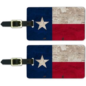 Rustic Texas State Flag Distressed USA Luggage ID Tags Carry-On Cards - Set of 2