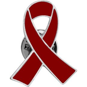 Red Ribbon Lapel Pins Burgundy Ribbon Pins for Multiple Myeloma Heart Awareness Fundraising Meningitis