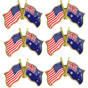 6/12/50/100 Pack-American Australia Friendship Flag Pins Bulk -1.5" Metal Patriotic US USA Australian Lapel Pins Badge Souvenir