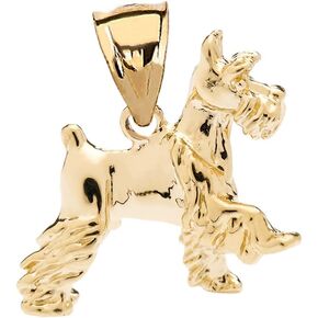 Solid 10k Yellow Gold Schnauzer Charm Pendant