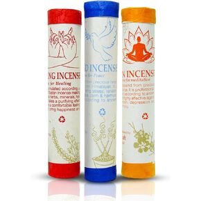 Tibetan Incense Sticks Pack of 3|Hand Rolled Aromatherapy Supplies| Spiritual Natural Insense for Relaxation|Home Scents Products Useful for Mindfulness|Therapeutic Fragrances for Wellness Rituals.