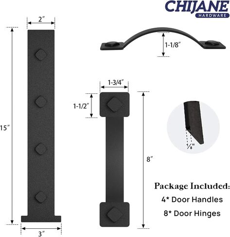 CHIJANE Magnetic Garage Door Decorative Hardware,Garage Door Magnets Accents Curb Appeal Faux Hinges&Handle,4 Hinges+2 Handles Garage Door Decor Hardware Kit for Steel or Metal Alloy Doors,Black in Saudi Arabia