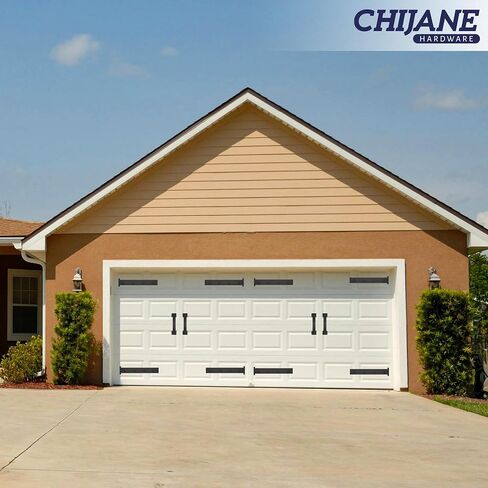 CHIJANE Magnetic Garage Door Decorative Hardware,Garage Door Magnets Accents Curb Appeal Faux Hinges&Handle,4 Hinges+2 Handles Garage Door Decor Hardware Kit for Steel or Metal Alloy Doors,Black in Saudi Arabia