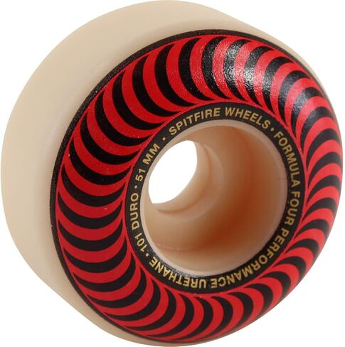 Spitfire Wheels Formula Four Classic Swirl White w/Red Skateboard Wheels - 51mm 101a (Set of 4) in Saudi Arabia