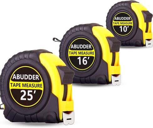 شريط قياس، 6 عبوات شريط قياس كبير قابل للسحب مع كسور 1/8، شريط قياس 10/16/25 قدم (10أقدام و16أقدام و25أقدام، برتقالي، 6) in Kuwait