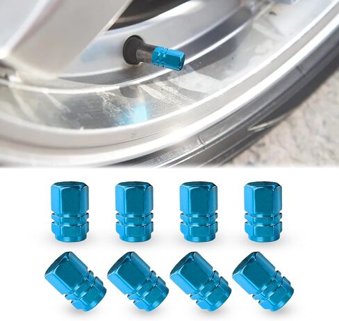 8PCS Car Tire Valve Stem Caps, Aluminum Alloy Wheel Valve Covers, Wheel Valve Covers Car Dustproof Tire Cap, Car Wheel Tire Stem Valve Caps Exterior Accessory for Cars, SUVs, Bikes (Sky Blue) in Saudi Arabia