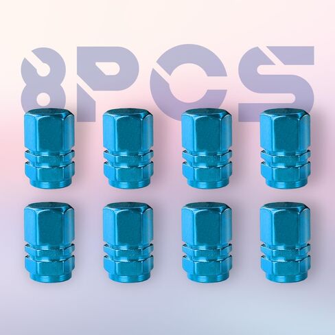 8PCS Car Tire Valve Stem Caps, Aluminum Alloy Wheel Valve Covers, Wheel Valve Covers Car Dustproof Tire Cap, Car Wheel Tire Stem Valve Caps Exterior Accessory for Cars, SUVs, Bikes (Sky Blue) in Saudi Arabia