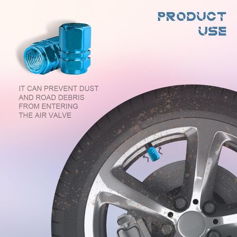 8PCS Car Tire Valve Stem Caps, Aluminum Alloy Wheel Valve Covers, Wheel Valve Covers Car Dustproof Tire Cap, Car Wheel Tire Stem Valve Caps Exterior Accessory for Cars, SUVs, Bikes (Sky Blue) in Saudi Arabia