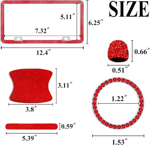 مجموعة قطع غيار السيارات YIXIN المكونة من 21 قطعة من حجر الراين اللامع تتضمن حامل لوحة الترخيص، وملصق مقبض الباب، وإطار غطاء جذع الصمام ذو الشعار الدائري لإكسسوارات السيارة للنساء، أبيض - 21 قطعة in Kuwait