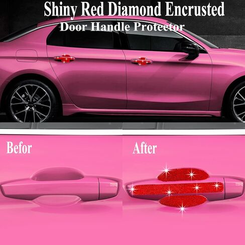 مجموعة قطع غيار السيارات YIXIN المكونة من 21 قطعة من حجر الراين اللامع تتضمن حامل لوحة الترخيص، وملصق مقبض الباب، وإطار غطاء جذع الصمام ذو الشعار الدائري لإكسسوارات السيارة للنساء، أبيض - 21 قطعة in Kuwait