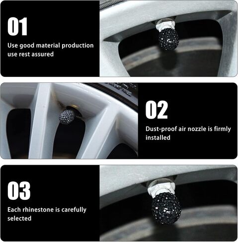 4 PCS Bling Valve Stem Caps, Sparkling Car Wheel Tire Valve Caps, Universal for Cars, Trucks and Motorcycles (White) in Saudi Arabia