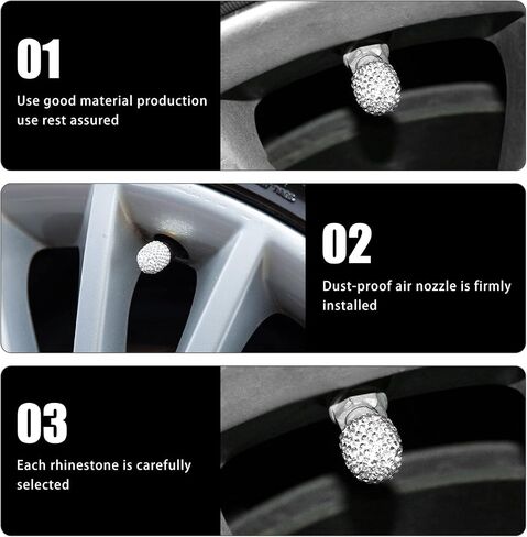 4 PCS Bling Valve Stem Caps, Sparkling Car Wheel Tire Valve Caps, Universal for Cars, Trucks and Motorcycles (White) in Saudi Arabia