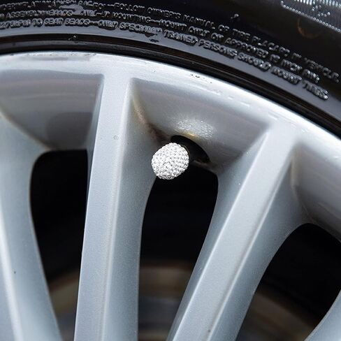 4 PCS Bling Valve Stem Caps, Sparkling Car Wheel Tire Valve Caps, Universal for Cars, Trucks and Motorcycles (White) in Saudi Arabia