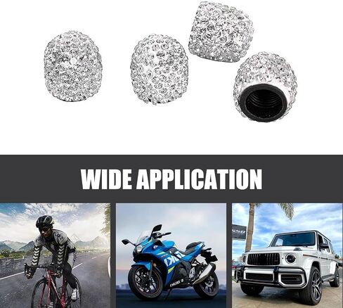 4 PCS Bling Valve Stem Caps, Sparkling Car Wheel Tire Valve Caps, Universal for Cars, Trucks and Motorcycles (White) in Saudi Arabia