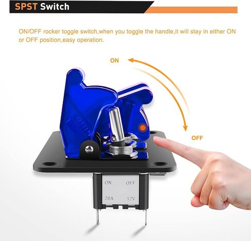 GOOACC 3 Gang Toggle Switch 12V Rocker Switch Panel with LED Light and Flip Cover Heavy-Duty ON Off Switch Plate 3 Pin SPST Rocker Switch，2 Years Warranty in Saudi Arabia
