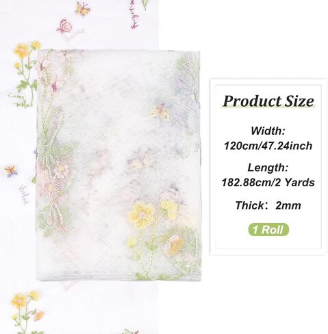 BENECREAT 2 Yard Flower Lace Fabric Leaf Butterfly Polyester Embroidered Mesh Lace 47inch Garment Accessories for Veils Dress, DIY Crafts Curtain Home Vintage Decor in Saudi Arabia