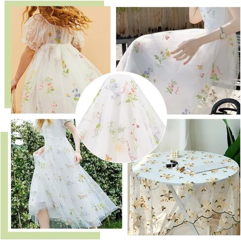 BENECREAT 2 Yard Flower Lace Fabric Leaf Butterfly Polyester Embroidered Mesh Lace 47inch Garment Accessories for Veils Dress, DIY Crafts Curtain Home Vintage Decor in Saudi Arabia
