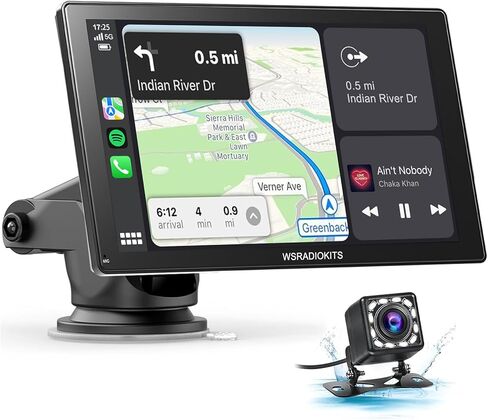 شاشة لمس Carplay لاسلكية مع كاميرا احتياطية: Carplay محمول وستيريو سيارة Android Auto، أجهزة استقبال صوت السيارة مع وصلة مرآة، ملاحة GPS، أجهزة استقبال صوت السيارة، ستيريو السيارة، بلوتوث (9 بوصات) in Kuwait