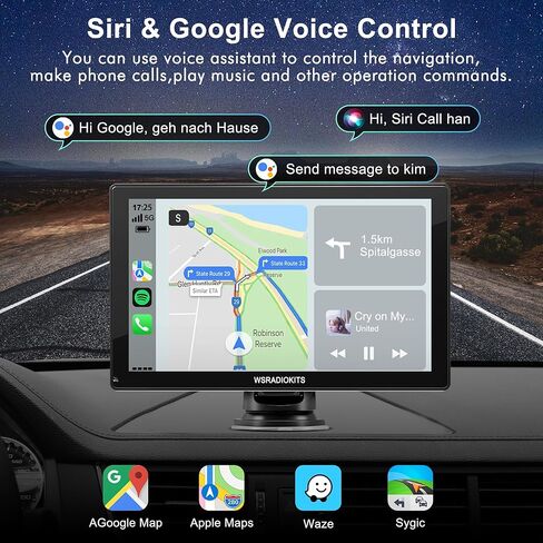 شاشة لمس Carplay لاسلكية مع كاميرا احتياطية: Carplay محمول وستيريو سيارة Android Auto، أجهزة استقبال صوت السيارة مع وصلة مرآة، ملاحة GPS، أجهزة استقبال صوت السيارة، ستيريو السيارة، بلوتوث (9 بوصات) in Kuwait