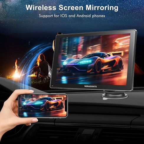 شاشة لمس Carplay لاسلكية مع كاميرا احتياطية: Carplay محمول وستيريو سيارة Android Auto، أجهزة استقبال صوت السيارة مع وصلة مرآة، ملاحة GPS، أجهزة استقبال صوت السيارة، ستيريو السيارة، بلوتوث (9 بوصات) in Kuwait