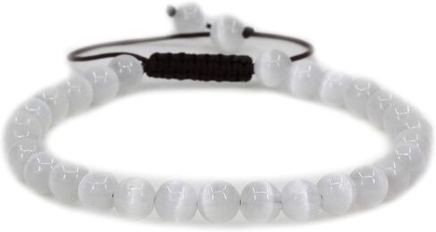 Natural Gemtone 6mm Round Beads Crystal Adjustable Braided Macrame Tassels Bracelets Unisex in Saudi Arabia