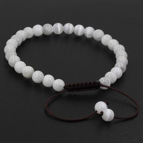Natural Gemtone 6mm Round Beads Crystal Adjustable Braided Macrame Tassels Bracelets Unisex in Saudi Arabia