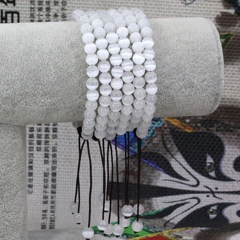 Natural Gemtone 6mm Round Beads Crystal Adjustable Braided Macrame Tassels Bracelets Unisex in Saudi Arabia