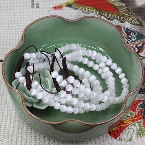 Natural Gemtone 6mm Round Beads Crystal Adjustable Braided Macrame Tassels Bracelets Unisex in Saudi Arabia