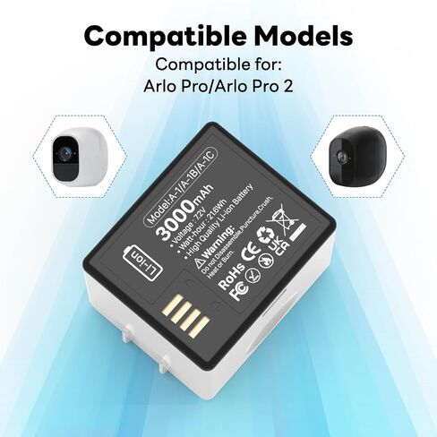 2pack Replacement Battery for Arlo Pro, Arlo Pro 2 Camera, 3000mAh Upgrade High Capacity Li-ion Higher Quality Battery for Arlo Camera in Saudi Arabia