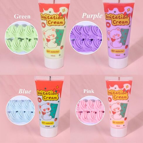 50g/50ml Simulation Imitation Cream Adhesive Gel DIY Fake Whipped Cake Cream Glue for Handmade Phone Case Mirror Jewelry Accessories Decoration with Nozzles (White-1#) in Saudi Arabia