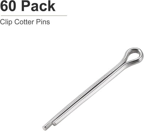 3mm x 50mm (DxL) Cotter Clip Pins - 60Pack - Good for Machinery - 304 Stainless Steel Hairpin Fasteners - Silver in Saudi Arabia