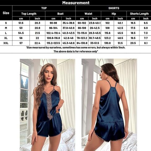 Women's Silky Satin Pajama Set V-Neck Camisole Leopard Print Shorts 2 Piece Lounge Soft Sleepwear in Saudi Arabia