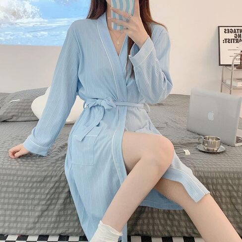 RoomTour Robes for Women Sleepwear Long Sleeve Bathrobe Womens Robe Mid Length Cotton Warm Soft Christmas Gift in Saudi Arabia