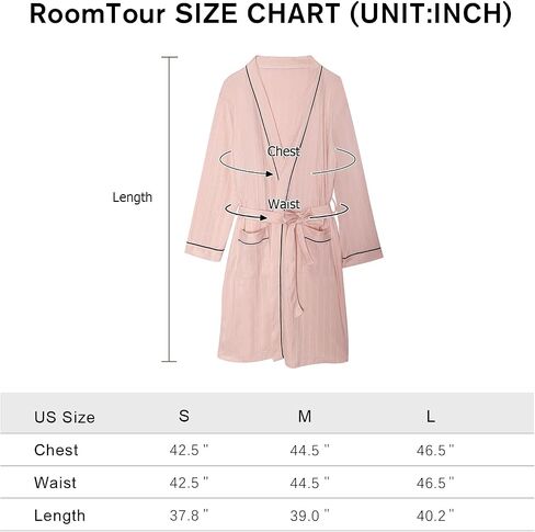 رداء RoomTour للنساء ملابس نوم بأكمام طويلة، رداء حمام نسائي، رداء متوسط ​​الطول من القطن الناعم الدافئ، هدية عيد الميلاد in Saudi Arabia