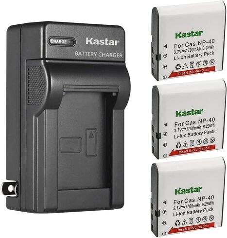 استبدال بطارية Kastar NP-40 وشاحن حائط تيار متردد لـ Minolta MN4K100Z 4K Ultra HD، Minolta MN4K30NV 4K Ultra HD / 30 ميجابكسل، Minolta MN100HDZ 1080P HD كاميرا فيديو مع كاميرا تكبير بصري 10x in Kuwait