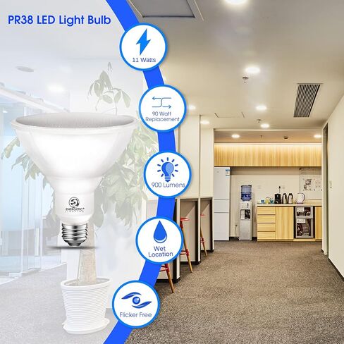 ضوء فيضانات LED Par38 خارجي نشط، 11 وات = 90 وات، 900 لومن، ضوء نهاري 5000 كلفن، قاعدة E26، غير قابلة للتعتيم، لمبة سبوت مقاومة للماء، مدرج في قائمة UL (6 عبوات) in Kuwait