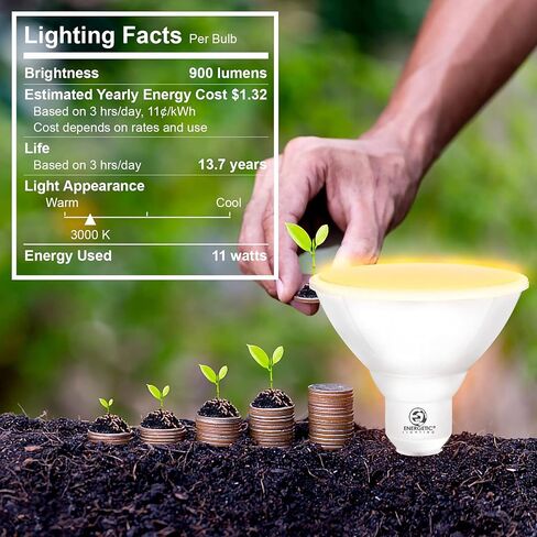 ضوء فيضانات LED Par38 خارجي نشط، 11 وات = 90 وات، 900 لومن، ضوء نهاري 5000 كلفن، قاعدة E26، غير قابلة للتعتيم، لمبة سبوت مقاومة للماء، مدرج في قائمة UL (6 عبوات) in Kuwait