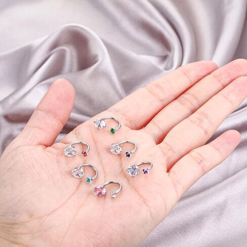 6 Pcs 16G Hypoallergenic 316L Stainless Steel Horseshoe Nose Ring Hoop,Septum Ring, Double Head Internal Threaded Cubic Zirconia Cartilage Earrings Hoops, Eyebrow, Lip, Helix Piercing Jewelry for Men Women in Kuwait