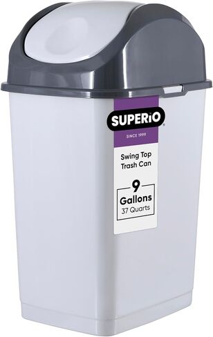 Superio 1.25 Gal Mini Plastic Trash Can with Swing Top Lid Compact Small Waste Bin Portable Garbage Can for Countertop, Desktop, Make up Vanity, Bathroom, Car, Under Sink, 5 Quart (2 Pack, 9 Gallon) in Saudi Arabia