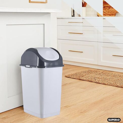 Superio 1.25 Gal Mini Plastic Trash Can with Swing Top Lid Compact Small Waste Bin Portable Garbage Can for Countertop, Desktop, Make up Vanity, Bathroom, Car, Under Sink, 5 Quart (2 Pack, 9 Gallon) in Saudi Arabia