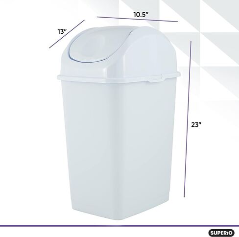 Superio 1.25 Gal Mini Plastic Trash Can with Swing Top Lid Compact Small Waste Bin Portable Garbage Can for Countertop, Desktop, Make up Vanity, Bathroom, Car, Under Sink, 5 Quart (2 Pack, 9 Gallon) in Saudi Arabia