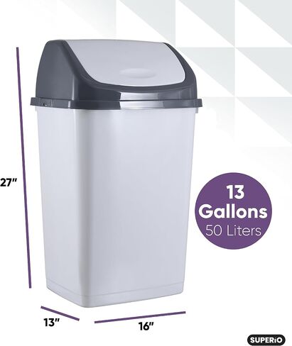 Superio 1.25 Gal Mini Plastic Trash Can with Swing Top Lid Compact Small Waste Bin Portable Garbage Can for Countertop, Desktop, Make up Vanity, Bathroom, Car, Under Sink, 5 Quart (2 Pack, 9 Gallon) in Saudi Arabia
