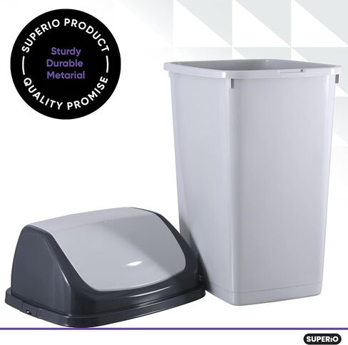 Superio 1.25 Gal Mini Plastic Trash Can with Swing Top Lid Compact Small Waste Bin Portable Garbage Can for Countertop, Desktop, Make up Vanity, Bathroom, Car, Under Sink, 5 Quart (2 Pack, 9 Gallon) in Saudi Arabia
