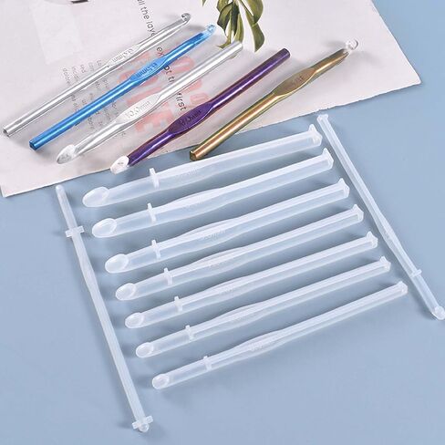 Allazone 10 قطع من الراتنج السيليكون الكروشيه هوك مجموعة قوالب الراتنج الحياكة الإبر الحرفية الصب قوالب الحياكة البلوزات أداة قالب السيليكون للحرف اليدوية DIY in Kuwait